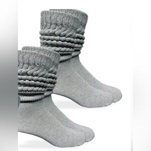 Sock Bundle 2/$17 NEW Gray Thick Slouch Cotton Knee High Scrunch Socks